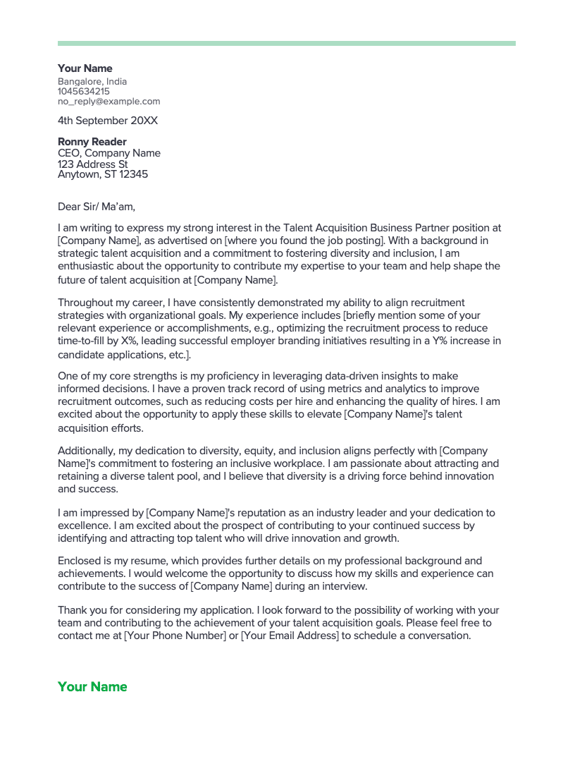 Cover Letter Example